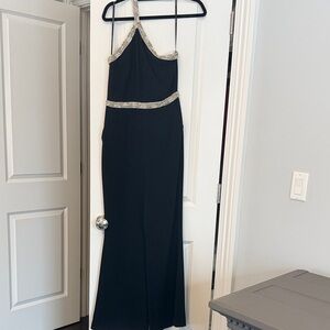 Rachel Zoe Black Strapless Jumpsuit with Silver Accents